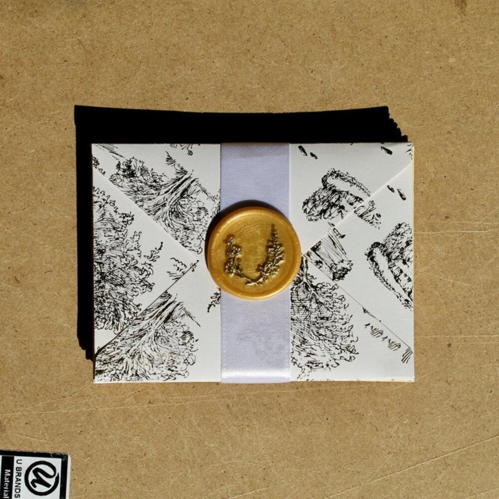 6pk Floral Envelope + Card Stationery Set, 3 in x 4in // 3 designs per set